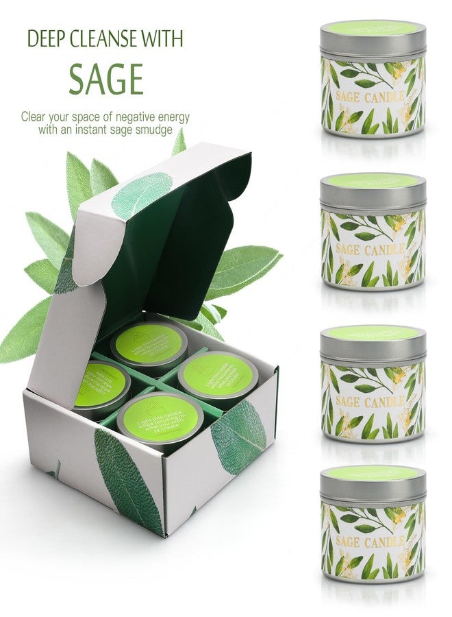 Gisly 4 Pack Sage Candles, White Sage Candle with Crystal Healing Stones for Cleansing House Negative Energy Smudge Kit, Natural Soy Wax Aromatherapy Candles Gift Set Spiritual Meditation Housewarming Gifts - Image 4